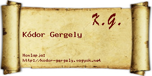 Kódor Gergely névjegykártya